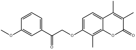 7-[2-(3-methoxyphenyl)-2-oxoethoxy]-3,4,8-trimethylchromen-2-one Struktur