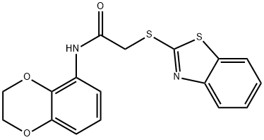 2-(1,3-benzothiazol-2-ylsulfanyl)-N-(2,3-dihydro-1,4-benzodioxin-5-yl)acetamide Struktur