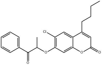 4-butyl-6-chloro-7-(1-oxo-1-phenylpropan-2-yl)oxychromen-2-one Struktur