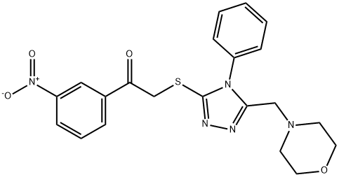 2-[[5-(morpholin-4-ylmethyl)-4-phenyl-1,2,4-triazol-3-yl]sulfanyl]-1-(3-nitrophenyl)ethanone Struktur