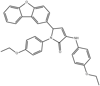 2-dibenzofuran-2-yl-4-(4-ethoxyanilino)-1-(4-ethoxyphenyl)-2H-pyrrol-5-one Struktur