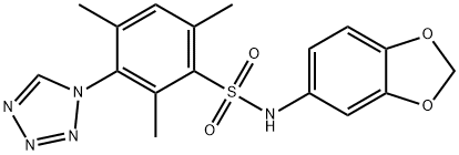 N-(1,3-benzodioxol-5-yl)-2,4,6-trimethyl-3-(tetrazol-1-yl)benzenesulfonamide Struktur