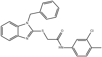 2-(1-benzylbenzimidazol-2-yl)sulfanyl-N-(3-chloro-4-methylphenyl)acetamide Struktur