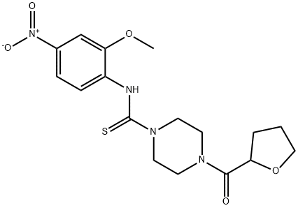 N-(2-methoxy-4-nitrophenyl)-4-(oxolane-2-carbonyl)piperazine-1-carbothioamide Struktur