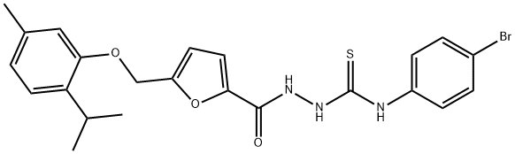 1-(4-bromophenyl)-3-[[5-[(5-methyl-2-propan-2-ylphenoxy)methyl]furan-2-carbonyl]amino]thiourea Struktur