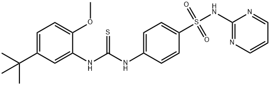 1-(5-tert-butyl-2-methoxyphenyl)-3-[4-(pyrimidin-2-ylsulfamoyl)phenyl]thiourea Struktur