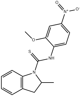 N-(2-methoxy-4-nitrophenyl)-2-methyl-2,3-dihydroindole-1-carbothioamide Struktur