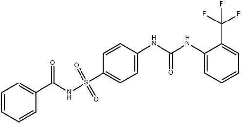 N-[4-[[2-(trifluoromethyl)phenyl]carbamoylamino]phenyl]sulfonylbenzamide Struktur