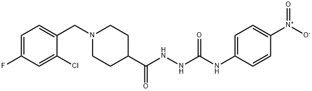 1-[[1-[(2-chloro-4-fluorophenyl)methyl]piperidine-4-carbonyl]amino]-3-(4-nitrophenyl)urea Struktur