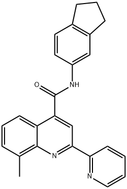 N-(2,3-dihydro-1H-inden-5-yl)-8-methyl-2-pyridin-2-ylquinoline-4-carboxamide Struktur