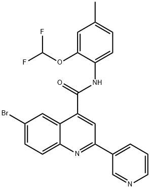 6-bromo-N-[2-(difluoromethoxy)-4-methylphenyl]-2-pyridin-3-ylquinoline-4-carboxamide Struktur