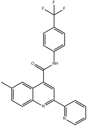 6-methyl-2-pyridin-2-yl-N-[4-(trifluoromethyl)phenyl]quinoline-4-carboxamide Struktur