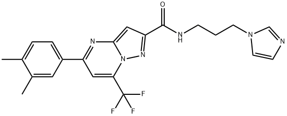 5-(3,4-dimethylphenyl)-N-(3-imidazol-1-ylpropyl)-7-(trifluoromethyl)pyrazolo[1,5-a]pyrimidine-2-carboxamide Struktur