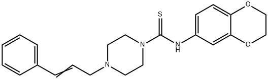 N-(2,3-dihydro-1,4-benzodioxin-6-yl)-4-[(E)-3-phenylprop-2-enyl]piperazine-1-carbothioamide Struktur