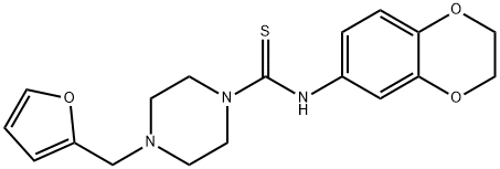 N-(2,3-dihydro-1,4-benzodioxin-6-yl)-4-(furan-2-ylmethyl)piperazine-1-carbothioamide Struktur