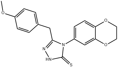 4-(2,3-dihydro-1,4-benzodioxin-6-yl)-3-[(4-methoxyphenyl)methyl]-1H-1,2,4-triazole-5-thione Struktur