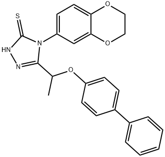 4-(2,3-dihydro-1,4-benzodioxin-6-yl)-3-[1-(4-phenylphenoxy)ethyl]-1H-1,2,4-triazole-5-thione Structure