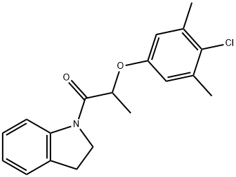 2-(4-chloro-3,5-dimethylphenoxy)-1-(2,3-dihydroindol-1-yl)propan-1-one Struktur