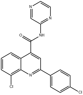 8-chloro-2-(4-chlorophenyl)-N-pyrazin-2-ylquinoline-4-carboxamide Struktur