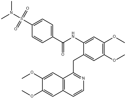 N-[2-[(6,7-dimethoxyisoquinolin-1-yl)methyl]-4,5-dimethoxyphenyl]-4-(dimethylsulfamoyl)benzamide Struktur