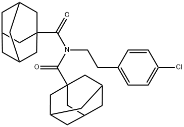 N-(adamantane-1-carbonyl)-N-[2-(4-chlorophenyl)ethyl]adamantane-1-carboxamide Struktur