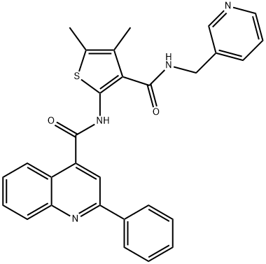 N-[4,5-dimethyl-3-(pyridin-3-ylmethylcarbamoyl)thiophen-2-yl]-2-phenylquinoline-4-carboxamide Struktur