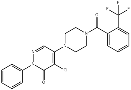 4-chloro-2-phenyl-5-[4-[2-(trifluoromethyl)benzoyl]piperazin-1-yl]pyridazin-3-one Struktur