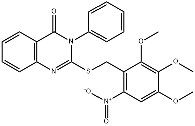 3-phenyl-2-[(2,3,4-trimethoxy-6-nitrophenyl)methylsulfanyl]quinazolin-4-one Struktur