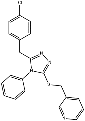 3-[[5-[(4-chlorophenyl)methyl]-4-phenyl-1,2,4-triazol-3-yl]sulfanylmethyl]pyridine Struktur