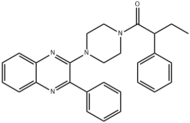 2-phenyl-1-[4-(3-phenylquinoxalin-2-yl)piperazin-1-yl]butan-1-one Struktur