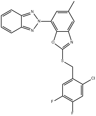 7-(benzotriazol-2-yl)-2-[(2-chloro-4,5-difluorophenyl)methylsulfanyl]-5-methyl-1,3-benzoxazole Struktur