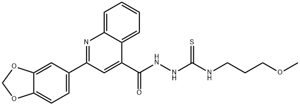 1-[[2-(1,3-benzodioxol-5-yl)quinoline-4-carbonyl]amino]-3-(3-methoxypropyl)thiourea Struktur