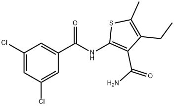 2-[(3,5-dichlorobenzoyl)amino]-4-ethyl-5-methylthiophene-3-carboxamide Struktur