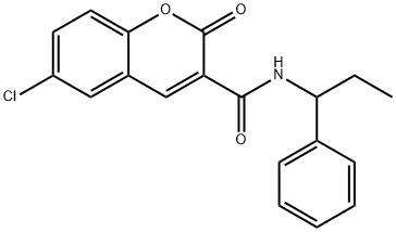 6-chloro-2-oxo-N-(1-phenylpropyl)chromene-3-carboxamide Struktur