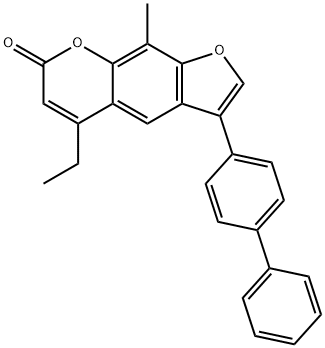 5-ethyl-9-methyl-3-(4-phenylphenyl)furo[3,2-g]chromen-7-one Struktur