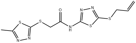 2-[(5-methyl-1,3,4-thiadiazol-2-yl)sulfanyl]-N-(5-prop-2-enylsulfanyl-1,3,4-thiadiazol-2-yl)acetamide Struktur