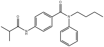 N-butyl-4-(2-methylpropanoylamino)-N-phenylbenzamide Struktur