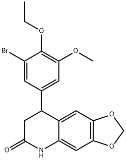 8-(3-bromo-4-ethoxy-5-methoxyphenyl)-7,8-dihydro-5H-[1,3]dioxolo[4,5-g]quinolin-6-one Struktur