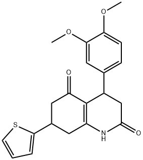 4-(3,4-dimethoxyphenyl)-7-thiophen-2-yl-1,3,4,6,7,8-hexahydroquinoline-2,5-dione Struktur