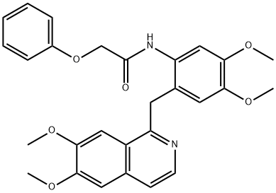 N-[2-[(6,7-dimethoxyisoquinolin-1-yl)methyl]-4,5-dimethoxyphenyl]-2-phenoxyacetamide Struktur