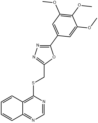 2-(quinazolin-4-ylsulfanylmethyl)-5-(3,4,5-trimethoxyphenyl)-1,3,4-oxadiazole Struktur