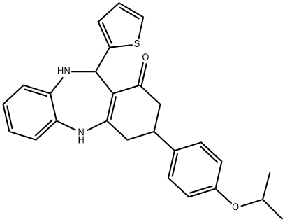 9-(4-propan-2-yloxyphenyl)-6-thiophen-2-yl-5,6,8,9,10,11-hexahydrobenzo[b][1,4]benzodiazepin-7-one Struktur