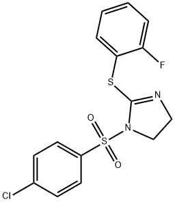 1-(4-chlorophenyl)sulfonyl-2-(2-fluorophenyl)sulfanyl-4,5-dihydroimidazole Struktur