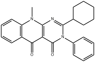 2-cyclohexyl-10-methyl-3-phenylpyrimido[4,5-b]quinoline-4,5-dione Struktur