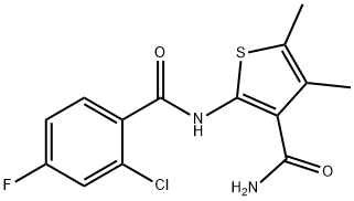 2-[(2-chloro-4-fluorobenzoyl)amino]-4,5-dimethylthiophene-3-carboxamide Struktur