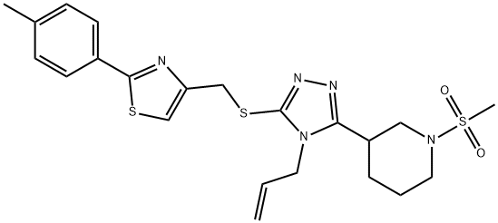 2-(4-methylphenyl)-4-[[5-(1-methylsulfonylpiperidin-3-yl)-4-prop-2-enyl-1,2,4-triazol-3-yl]sulfanylmethyl]-1,3-thiazole Struktur