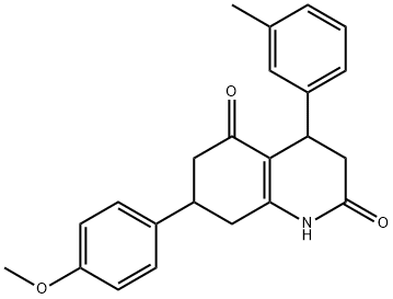 7-(4-methoxyphenyl)-4-(3-methylphenyl)-1,3,4,6,7,8-hexahydroquinoline-2,5-dione Struktur