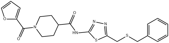 N-[5-(benzylsulfanylmethyl)-1,3,4-thiadiazol-2-yl]-1-(furan-2-carbonyl)piperidine-4-carboxamide Struktur