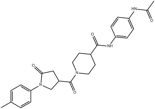 N-(4-acetamidophenyl)-1-[1-(4-methylphenyl)-5-oxopyrrolidine-3-carbonyl]piperidine-4-carboxamide Struktur