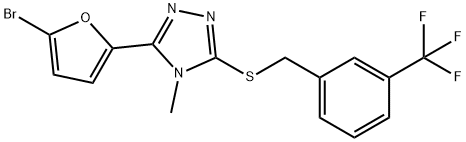 3-(5-bromofuran-2-yl)-4-methyl-5-[[3-(trifluoromethyl)phenyl]methylsulfanyl]-1,2,4-triazole Struktur